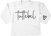 Kindershirt meisje Tuttebel-shirt lange mouwen-wit-zwart-Maat 56