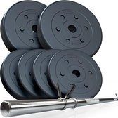 ScSPORTS® Halterset - Halterstang met gewichten 20 kg - kunststof - 2 x 5 kg - 4 x 2,5 kg - Halterschijven