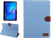 Voor Huawei MediaPad M3 Lite 10 inch Denim Texture PC Horizontale Flip Lederen Beschermhoes met Houder & Kaartsleuven & Portemonnee & Fotolijst (Babyblauw)