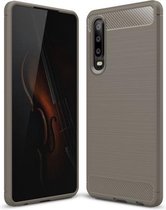 Geborsteld textuur koolstofvezel schokbestendig TPU-hoesje voor Huawei P30 (grijs)