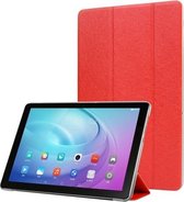 Horizontale leren flip-case met zijdetextuur en drievoudige houder voor Galaxy Tab T725 (rood)