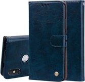 Zakelijke stijl olie wax textuur horizontale flip lederen tas voor Geschikt voor Xiaomi redmi S2, met houder & kaartsleuven en portemonnee (blauw)