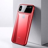 TOTUDESIGN Magic Mirror-serie schokbestendige pc + glazen beschermhoes voor iPhone X / XS (rood)