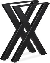 Relaxdays Tafelpoten set van 2 - X-vorm - tafelonderstel - metaal - meubelpoten - zwart