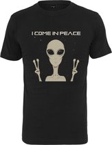 Mister Tee Heren Tshirt -S- I Come In Peace Zwart