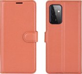 Samsung Galaxy A72 Hoesje - Mobigear - Classic Serie - Kunstlederen Bookcase - Cognac - Hoesje Geschikt Voor Samsung Galaxy A72