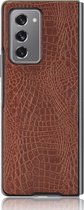 Samsung Galaxy Z Fold 2 5G Hoesje - Mobigear - Croco Serie - Hard Kunststof Backcover - Bruin - Hoesje Geschikt Voor Samsung Galaxy Z Fold 2 5G