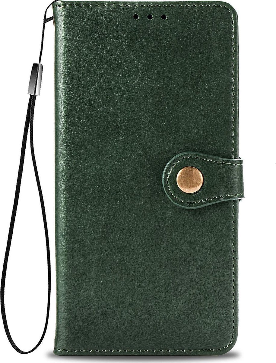 Mobigear Telefoonhoesje geschikt voor Samsung Galaxy S20 FE Hoesje | Mobigear Snap Button Bookcase Portemonnee | Pasjeshouder voor 3 Pasjes | Telefoonhoesje voor Pinpas / OV Kaart / Rijbewijs - Groen