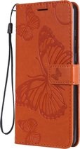 Huawei Y6p Hoesje - Mobigear - Butterfly Serie - Kunstlederen Bookcase - Oranje - Hoesje Geschikt Voor Huawei Y6p