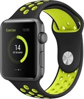 Mobigear Active Siliconen Bandje Geschikt voor Apple Watch Series 7 (41 mm) - Zwart / Groen