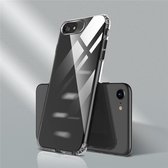 Voor iPhone SE 2020 Color Button Clear Full Coverage Shockproof TPU Case (Zwart)