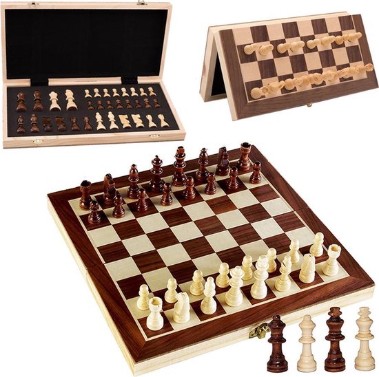 Bordspel: Luxe schaakbord met schaakstukken - Schaakset - Schaakspel - Magnetisch - Opklapbaar - 29 x 29 cm, van het merk Merkloos