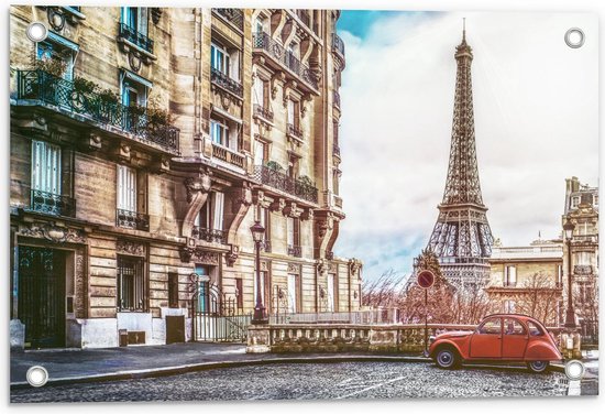 Tuinposter – Appartementen in Parijs - 60x40cm Foto op Tuinposter  (wanddecoratie voor buiten en binnen)
