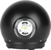 LED Tuinverlichting - Wandlamp - Vorin Ascon Up and Down - 6W - Warm Wit 3000K - Mat Zwart - Aluminium