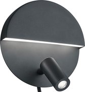 LED Wandlamp - Trinon Marano - 8W - Warm Wit 3000K - Rond - Mat Zwart - Aluminium