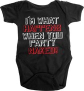 Romper Baby -6 maanden- I'm What Happens When You Party Naked Zwart