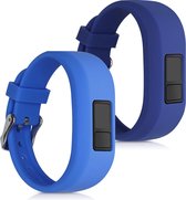 kwmobile horlogeband voor Garmin Vivofit jr. / jr. 2 - Maat S - 2x siliconen armband voor fitnesstracker in lichtblauw / donkerblauw