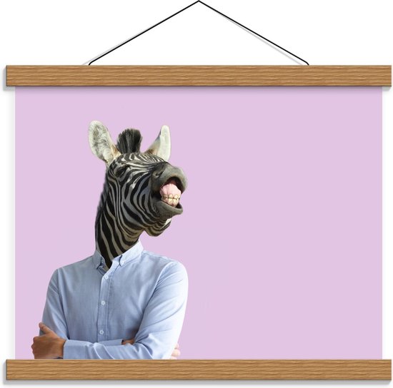 Schoolplaat – Zebra in Pak - 40x30cm Foto op Textielposter (Wanddecoratie op Schoolplaat)