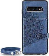 Backcover Fashion Mini Wallet Hoesje Samsung Galaxy S10 Blauw - Gratis Screen Protector - Telefoonhoesje - Smartphonehoesje
