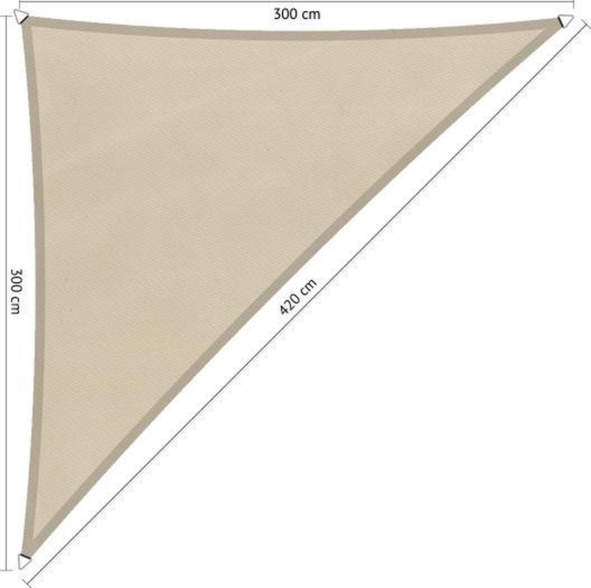 Shadow Comfort® Driehoek 90° schaduwdoeken waterafstotend - UV Bestendig - Zonnedoek - 300 x300 x 420 CM - Island White
