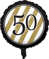 CREATIVE PARTY - Zwarte en goudkleurige 50 jaar aluminium ballon - Decoratie > Ballonnen