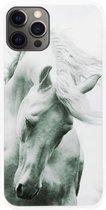 ADEL Siliconen Back Cover Softcase Hoesje Geschikt voor iPhone 12 Pro Max - Paarden Wit