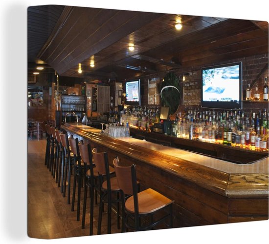 Bar en bois avec éclairage cosy toile 40x30 cm - petit - Tirage photo sur  toile... | bol