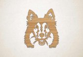 Wanddecoratie - Hond - Sheltie 2 - M - 68x60cm - Eiken - muurdecoratie - Line Art