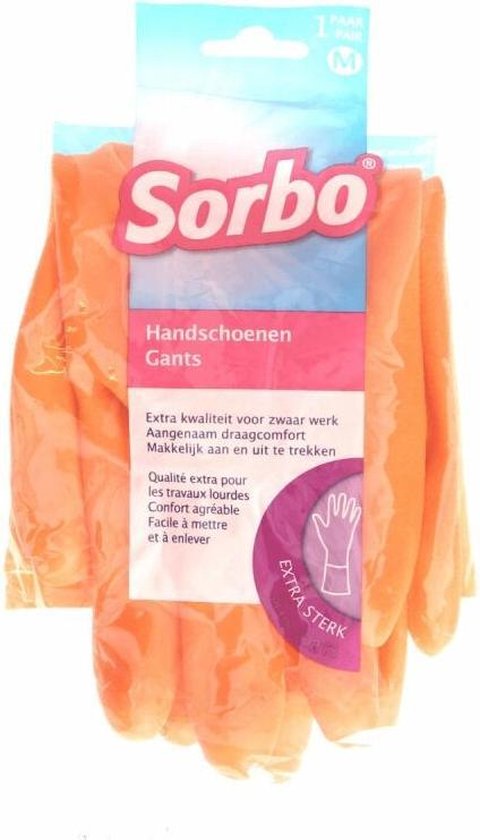 Sorbo Huishoudhandschoen - Maat M - Oranje - 1 paar