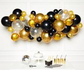 Amscan Ballonslinger Latex 1 Meter Zwart/goud 66-delig