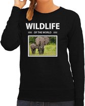 Dieren foto sweater Olifant - zwart - dames - wildlife of the world - cadeau trui Olifanten liefhebber XS