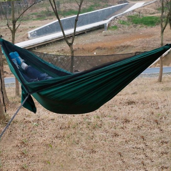 Hangmat met klamboe - Outdoor Camping - Muggennet - 260 x 140 cm - Groen |  bol.com