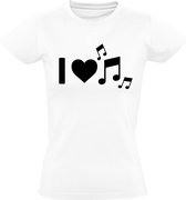 I love music Dames t-shirt | ik hou van muziek | muziek | instrumenten | dj | muzieknoten | zanger  | grappig | cadeau | Zwart