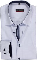 ETERNA modern fit overhemd - structuur heren overhemd - lichtblauw met wit (donkerblauw contrast) - Strijkvrij - Boordmaat: 44