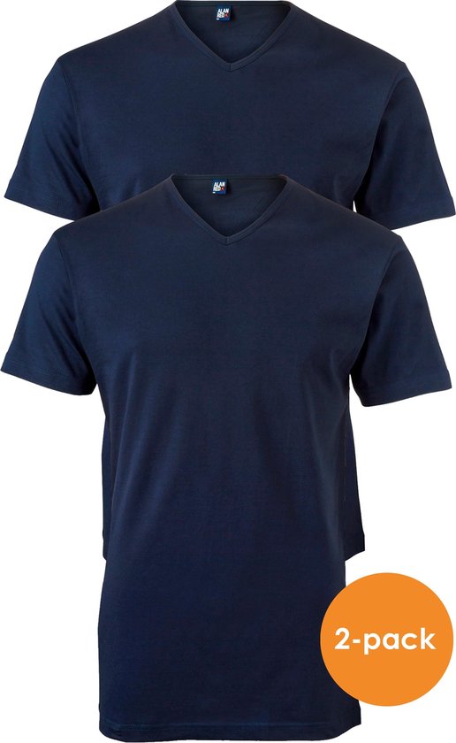 Alan Red T-shirts Vermont - extra longs (pack de 2) - Col V - bleu foncé - Taille XXL