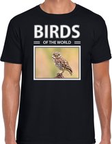 Dieren foto t-shirt Steenuil - zwart - heren - birds of the world - cadeau shirt Steenuilen liefhebber L