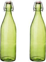 5x stuks groene giara flessen met beugeldop 30 cm van 1 liter - Woondecoratie giara fles - Groene weckflessen