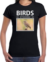Dieren foto t-shirt Steenuil - zwart - dames - birds of the world - cadeau shirt Steenuilen liefhebber XS