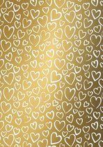 Kadopapier Cadeaupapier Goud met witte hartjes- Breedte 40 cm - 200m lang