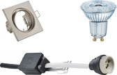 LED Spot Set - OSRAM Parathom PAR16 930 36D - GU10 Fitting - Dimbaar - Inbouw Vierkant - Mat Nikkel - 3.7W - Warm Wit 3000K - Kantelbaar 80mm