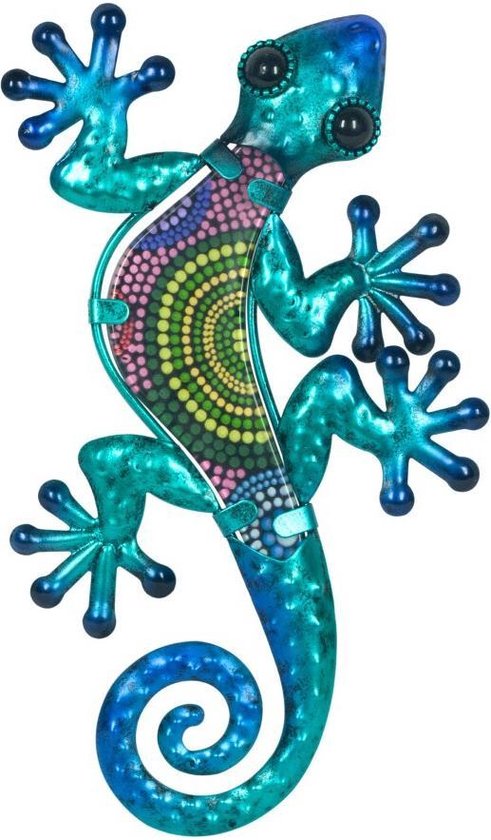 Salamandre | métal et verre | tropical | bleu | S | 12 x 21 cm