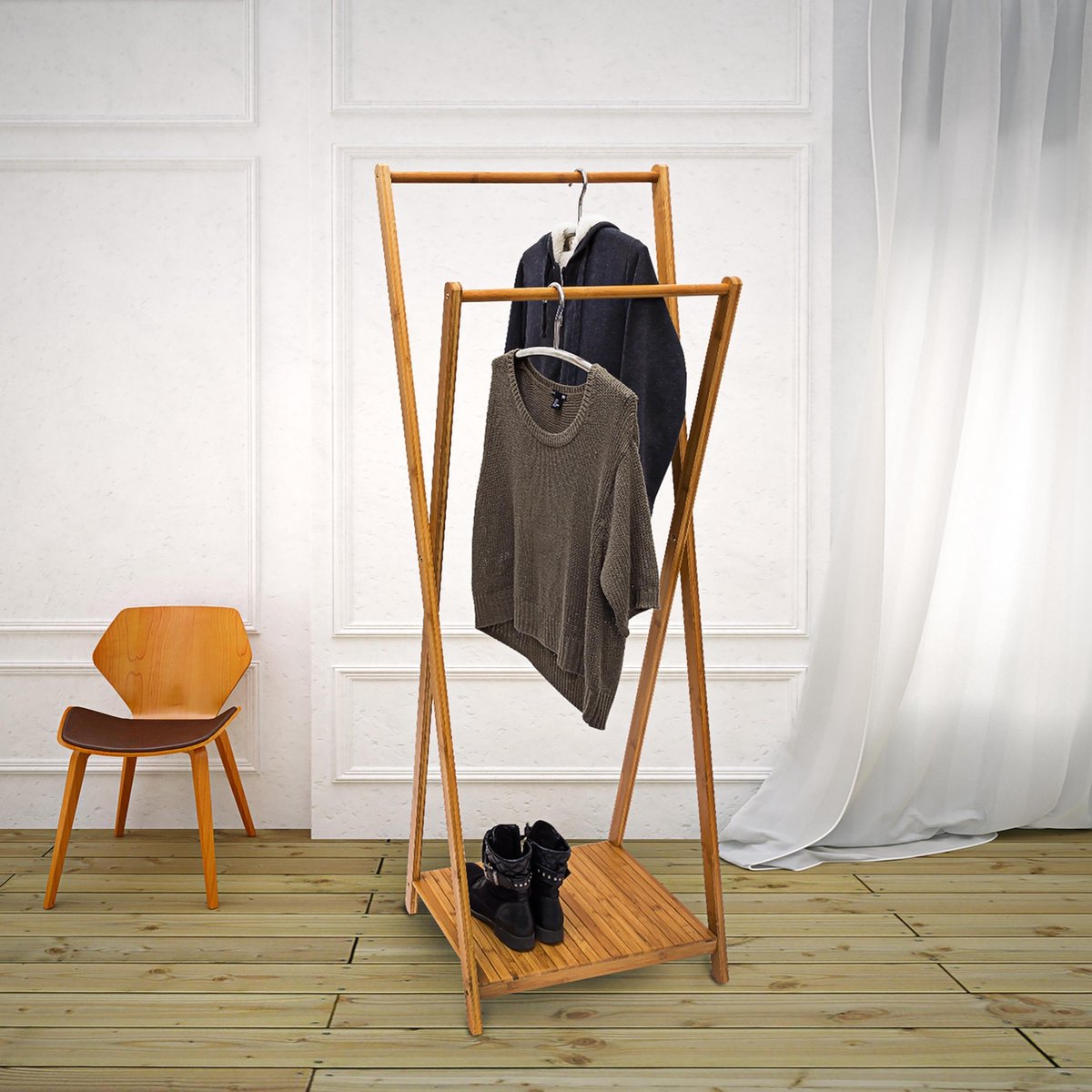 industriële kledingroedes, set van 2, 80 cm, wandmontage, afneembare