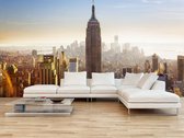 Professioneel Fotobehang New York Empire State Building - licht bruin - Sticky Decoration - fotobehang - decoratie - woonaccesoires - inclusief gratis hobbymesje - 385 cm breed x 260 cm hoog 