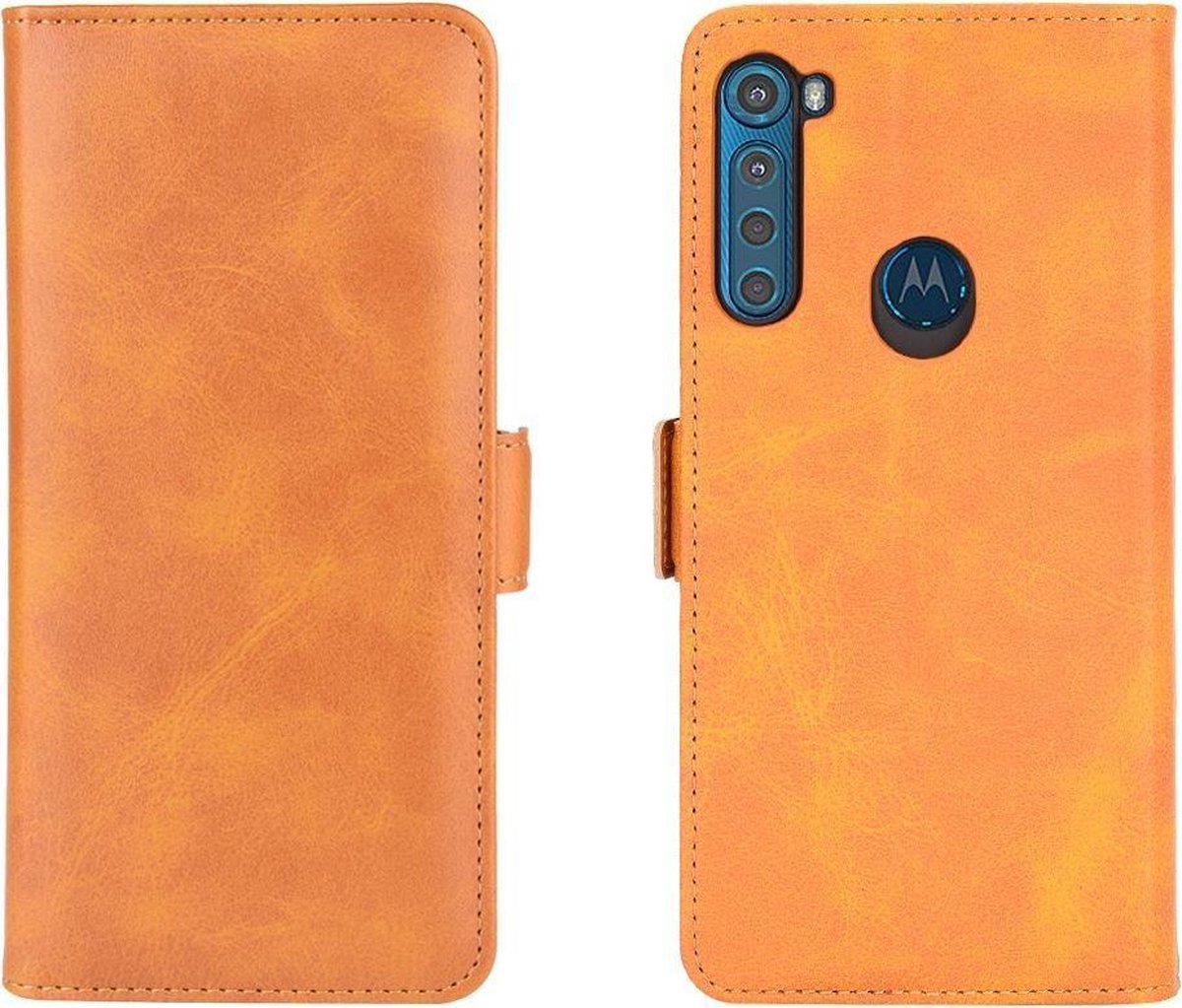 Mobigear Telefoonhoesje geschikt voor Motorola One Fusion Plus Hoesje | Mobigear Slim Magnet Bookcase Portemonnee | Pasjeshouder voor 3 Pasjes | Telefoonhoesje voor Pinpas / OV Kaart / Rijbewijs - Cognac