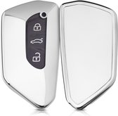 kwmobile autosleutelhoes voor VW Golf 8 3-knops autosleutel - TPU beschermhoes in hoogglans zilver