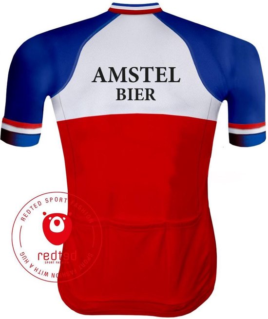 Retro Wielershirt Amstel Bier Rood/Blauw - REDTED (XXL)