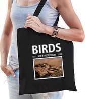 Dieren Appelvink vogel foto tas katoen volw + kind zwart - birds of the world - kado boodschappentas/ gymtas / sporttas