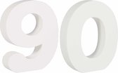 Mdf houten hobby cijfers 90 van formaat 11 cm - Rayhercijfer - Leeftijden, huisnummers, kamer nummers - 90 jaar verjaardag feest