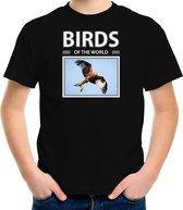 Dieren foto t-shirt Rode wouw - zwart - kinderen - birds of the world - cadeau shirt Rode wouw vogels liefhebber XS (110-116)