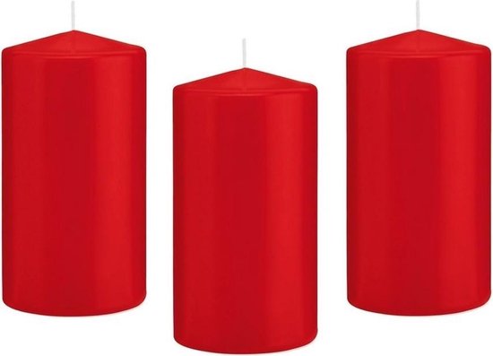 8x Rode cilinderkaars/stompkaars 8 x 15 cm 69 branduren - Geurloze kaarsen - Woondecoraties